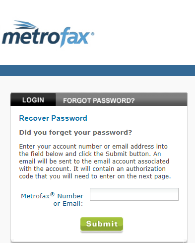 metrofax forgot password